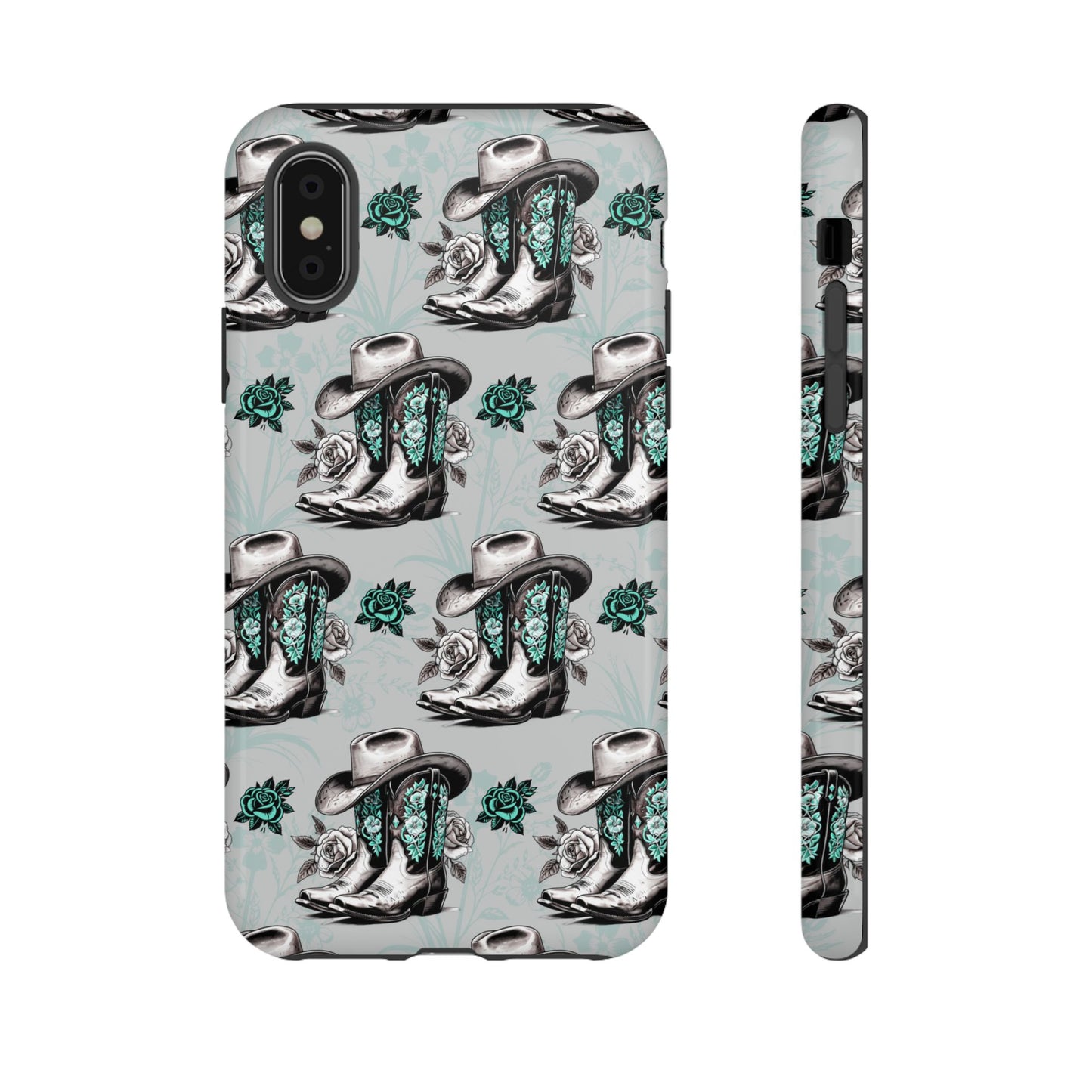 Teal Floral Boots Tough Case