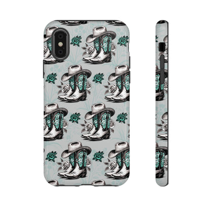 Teal Floral Boots Tough Case