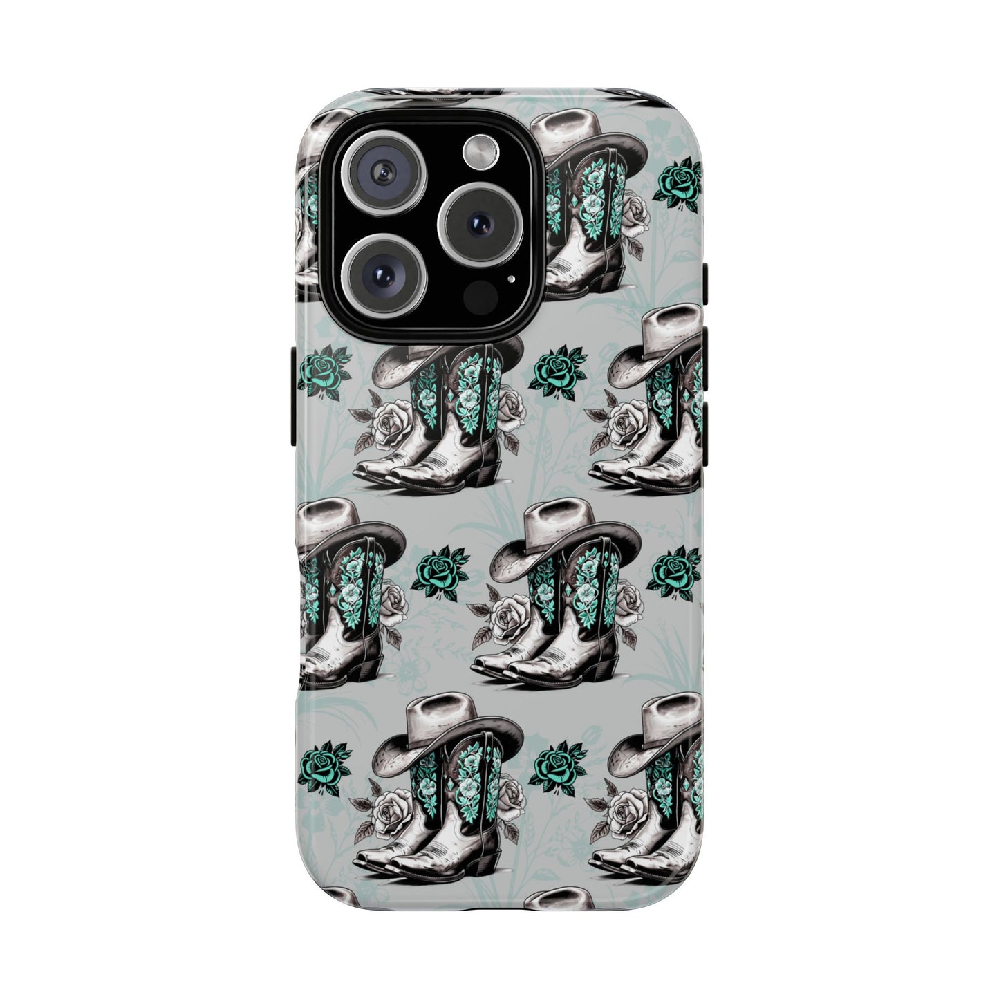 Teal Floral Boots Tough Case