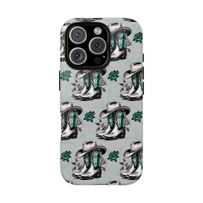 Teal Floral Boots Tough Case