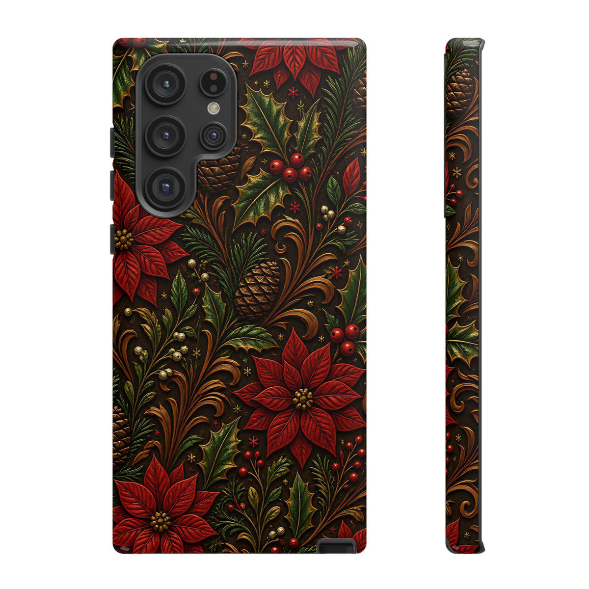 Carved Christmas Holly Tough Case