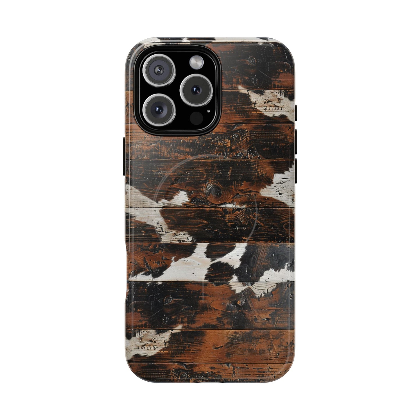 Wooden Cowhide Bull Skull Magnetic Case