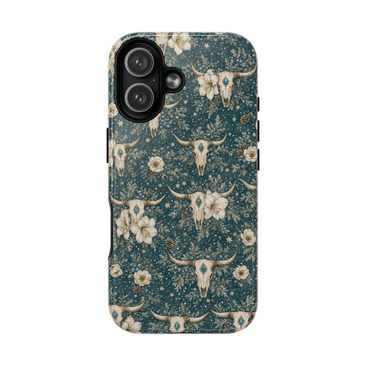 Turquoise Winter Skull Magnetic Case