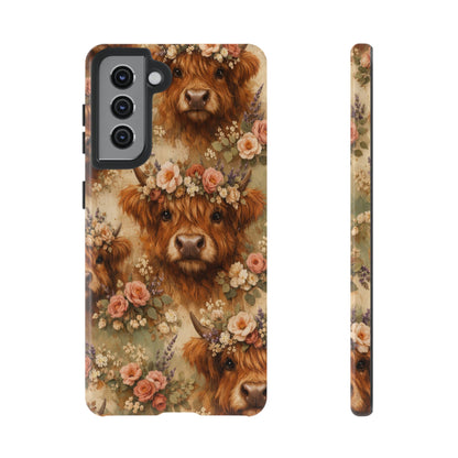 Floral Highland Cow Tough Case