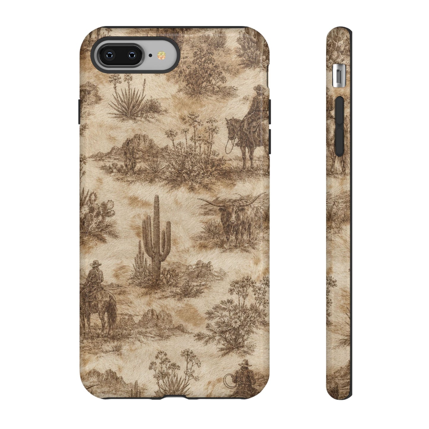 Ivory Cowhide Toile Tough Case