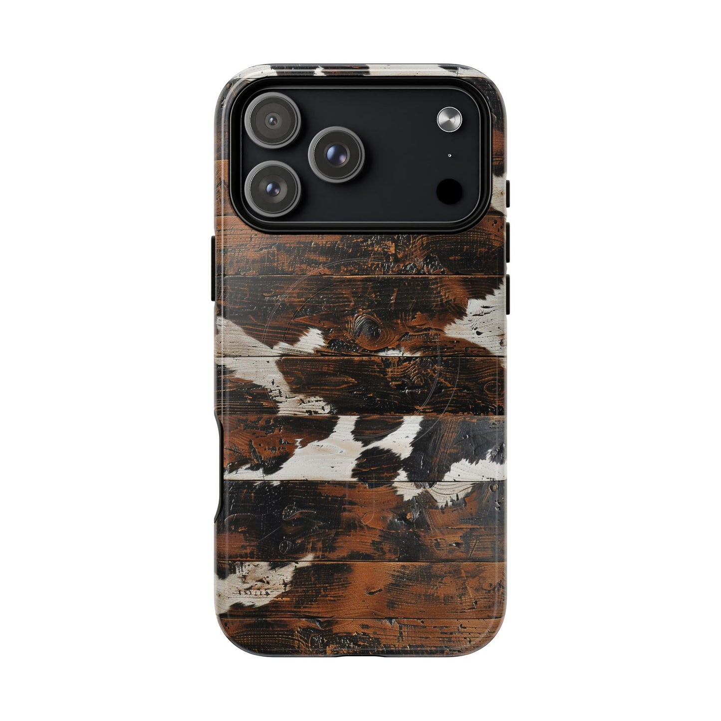 Wooden Cowhide Bull Skull Magnetic Case