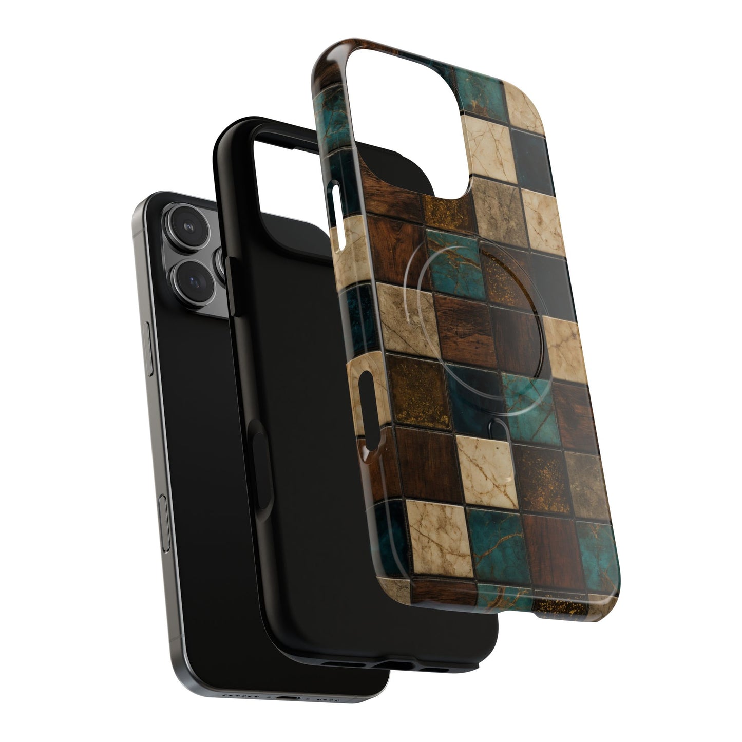 Teal Walnut Tile Magnetic Case