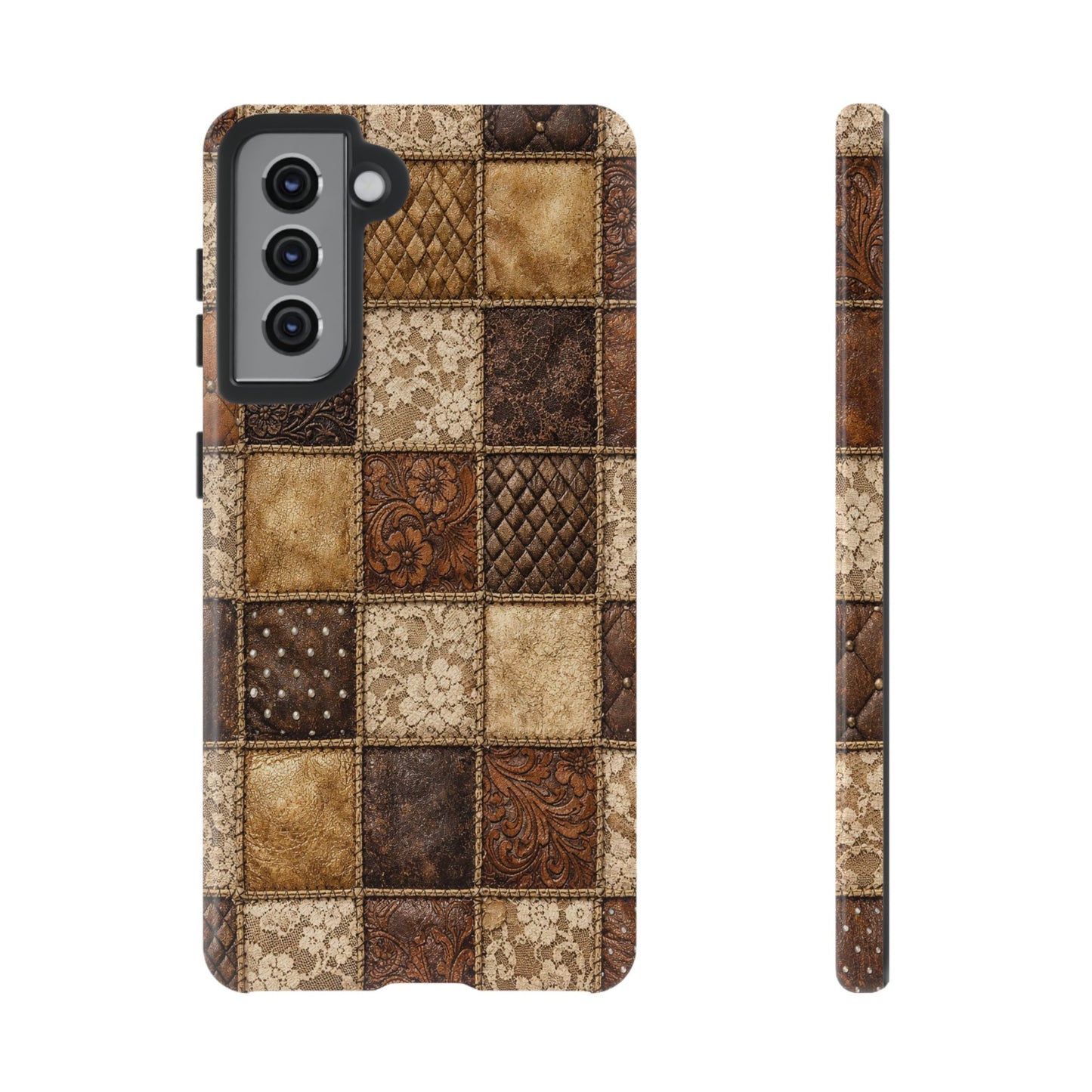 Leather Lace Patchwork Tough Case