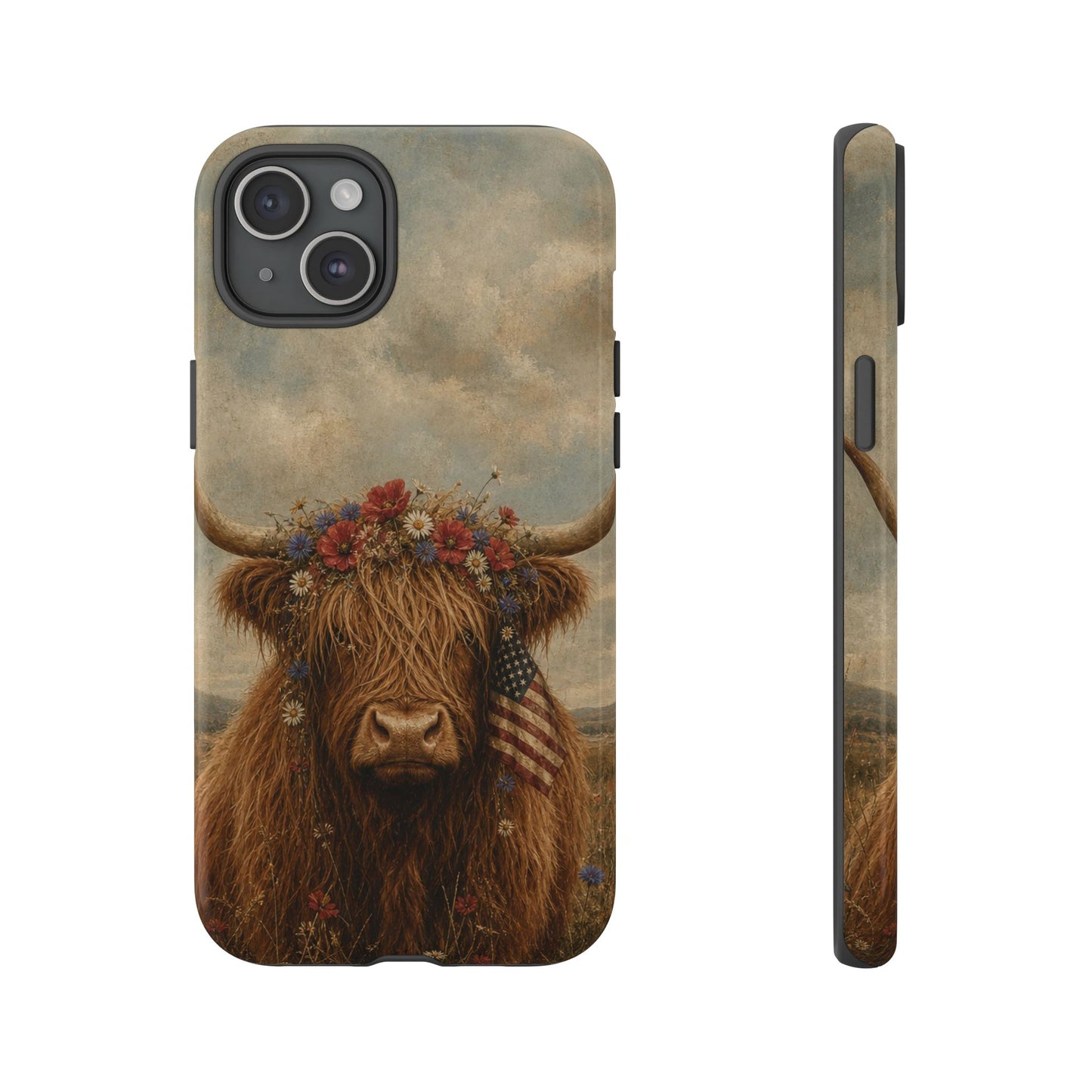 Patriotic Highland Cow Tough Case