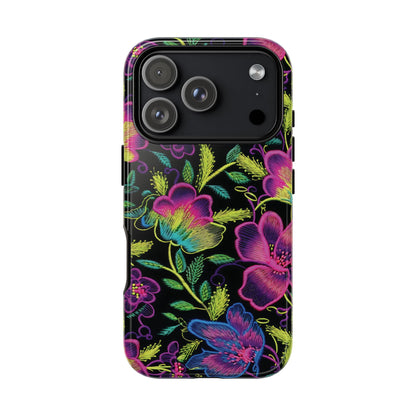 Neon Green Flowers Tough Phone Case