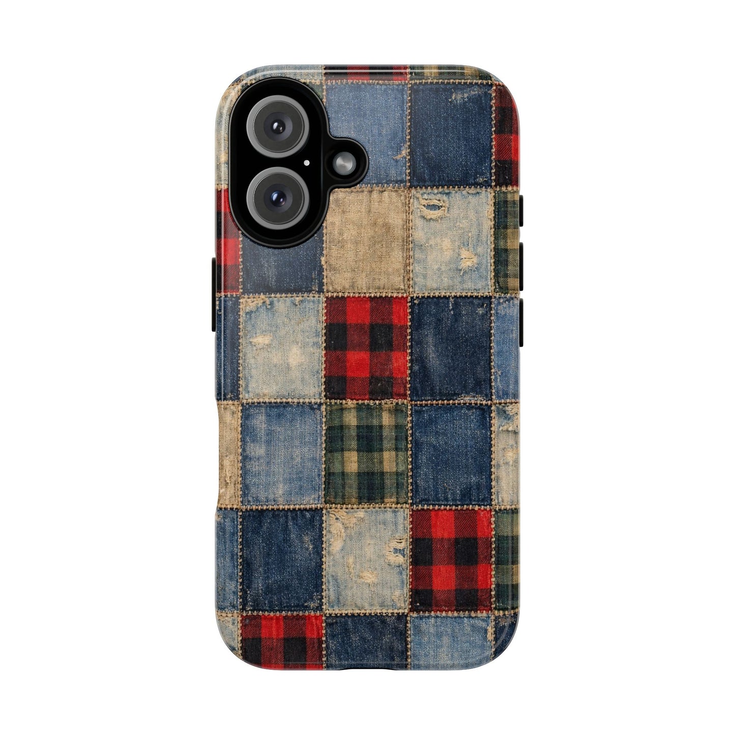 Denim Plaid Patchwork Tough Case