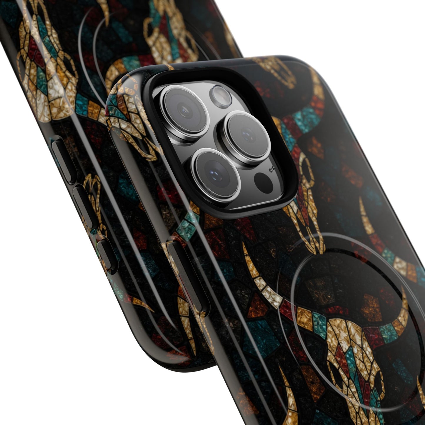 Stained Bull Skull Magnetic Case