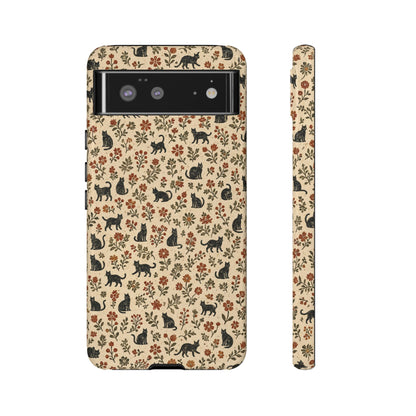 Black Cat Floral Tough Case