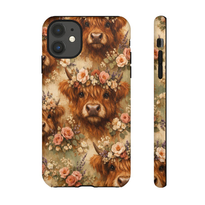 Floral Highland Cow Tough Case