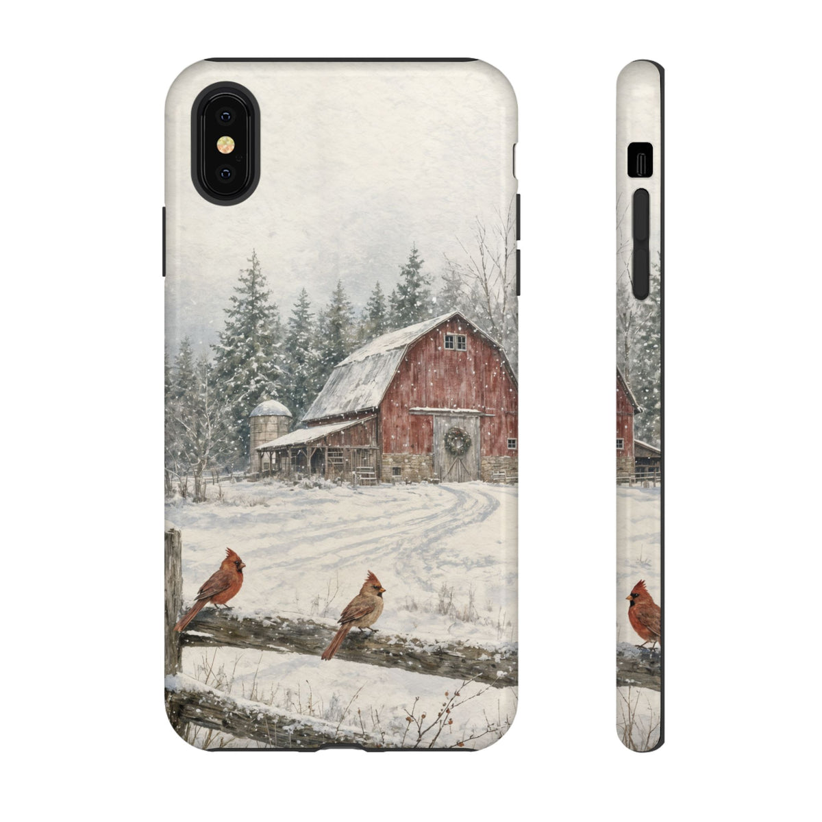 Snowy Red Barn Tough Case