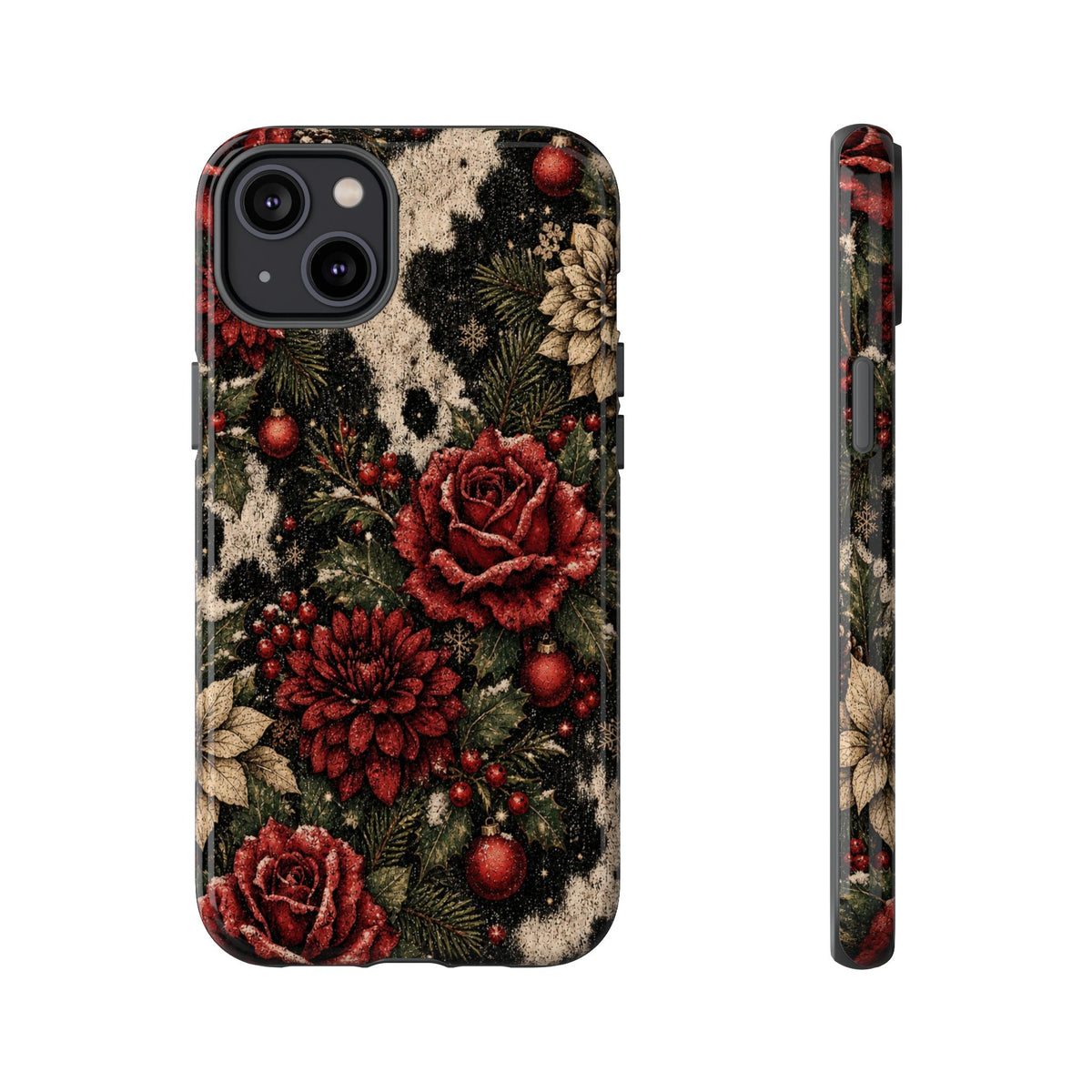 Cowhide Christmas Roses Tough Case