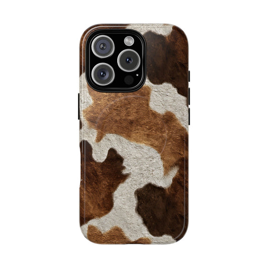 Two Tone Brown Cowhide Magnetic Case