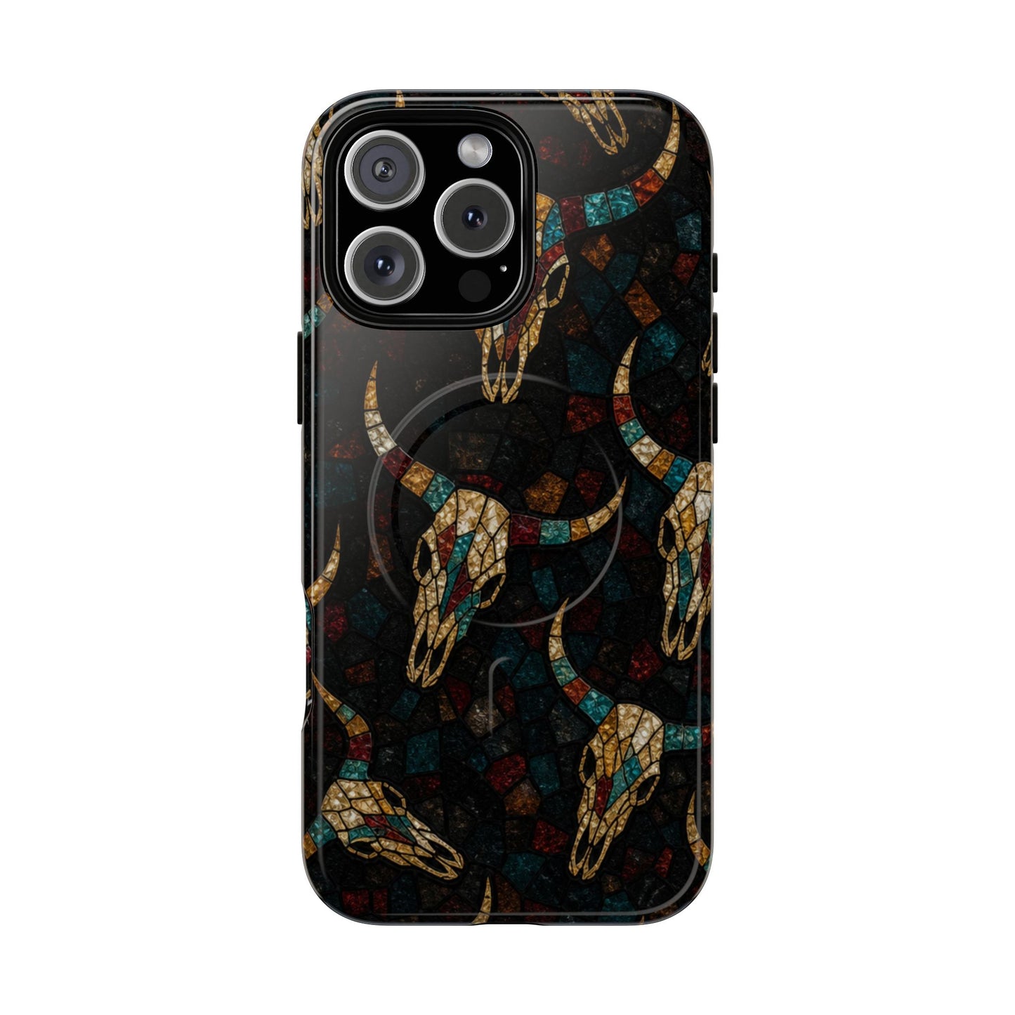 Stained Bull Skull Magnetic Case