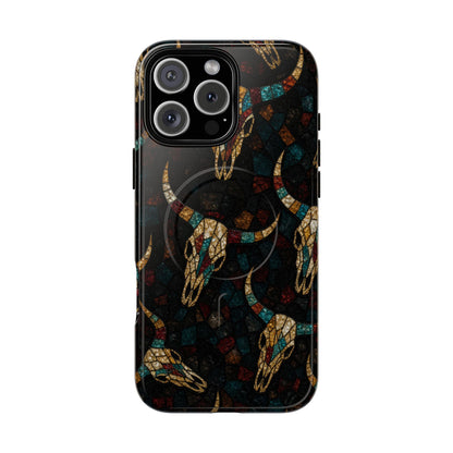 Stained Bull Skull Magnetic Case