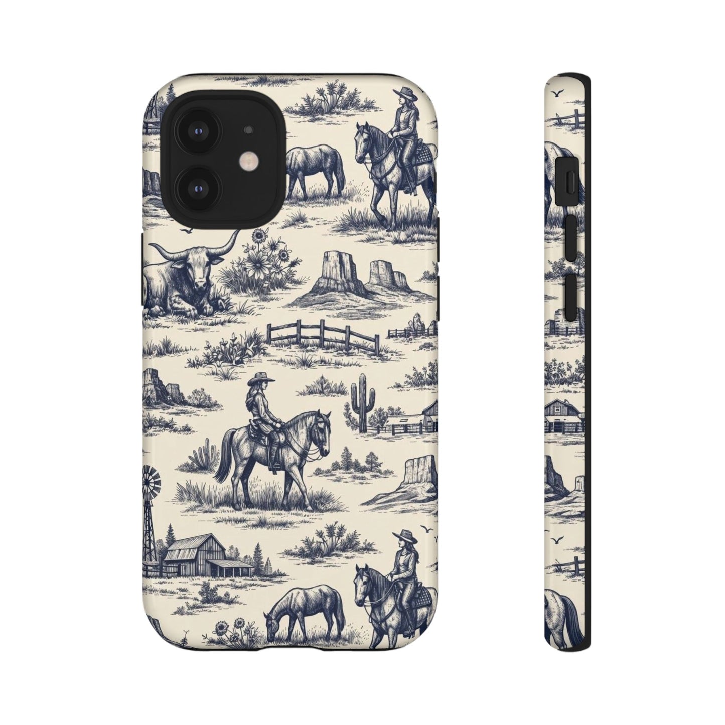 Western Toile Navy Tough Case