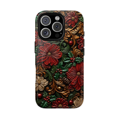 Tooled Christmas Blooms Magnetic Case