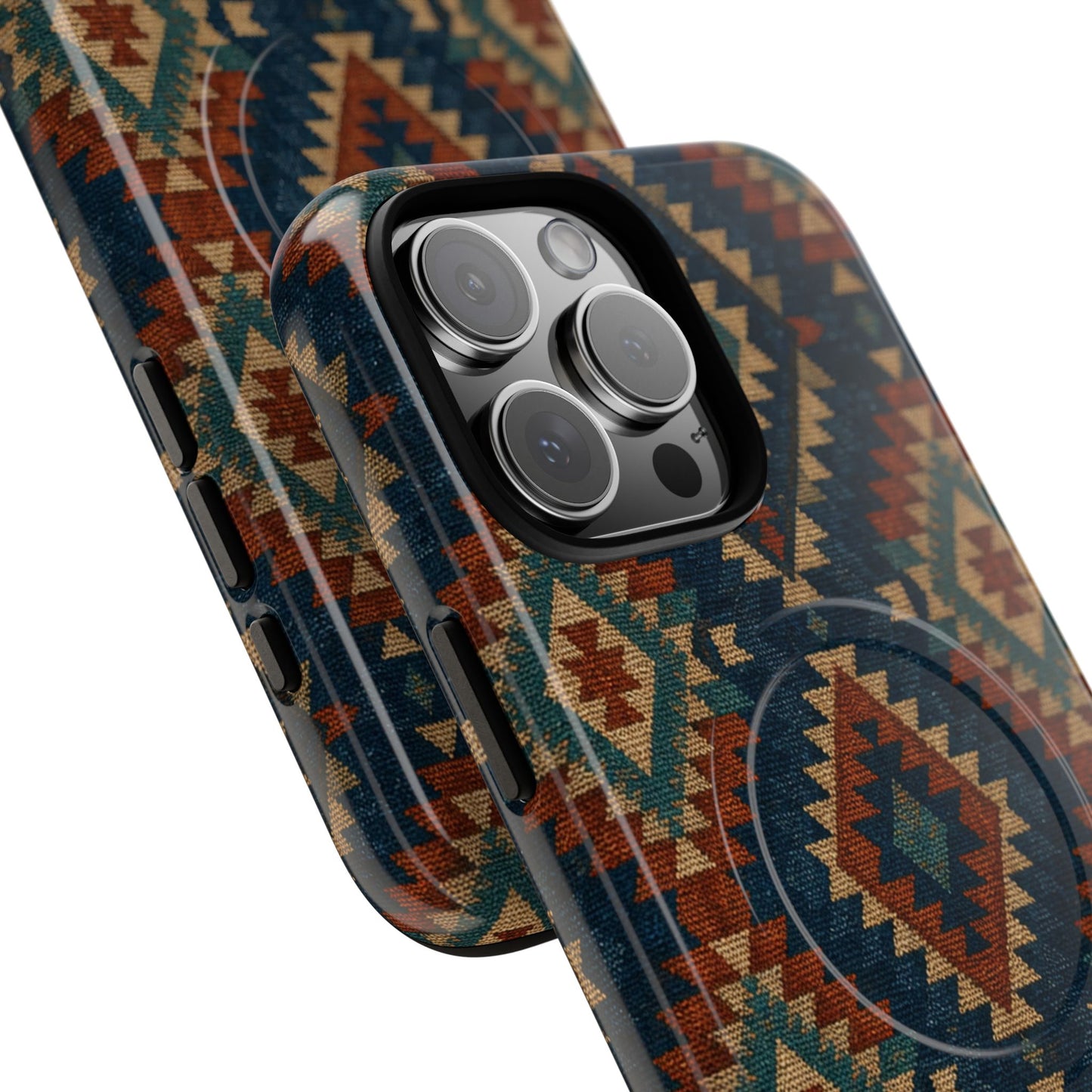 Navy Aztec Magnetic Case