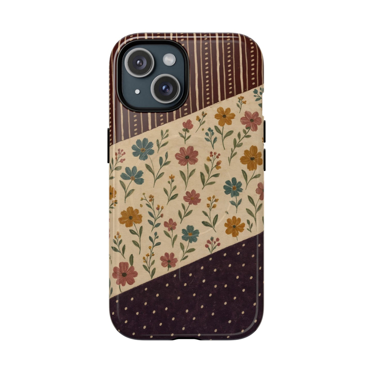Fall Floral Stripe Magnetic Case
