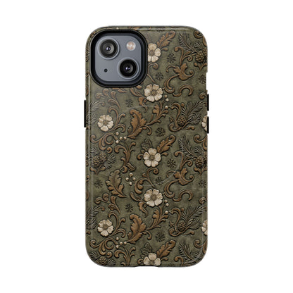 Sage Tooled Roses Magnetic Case