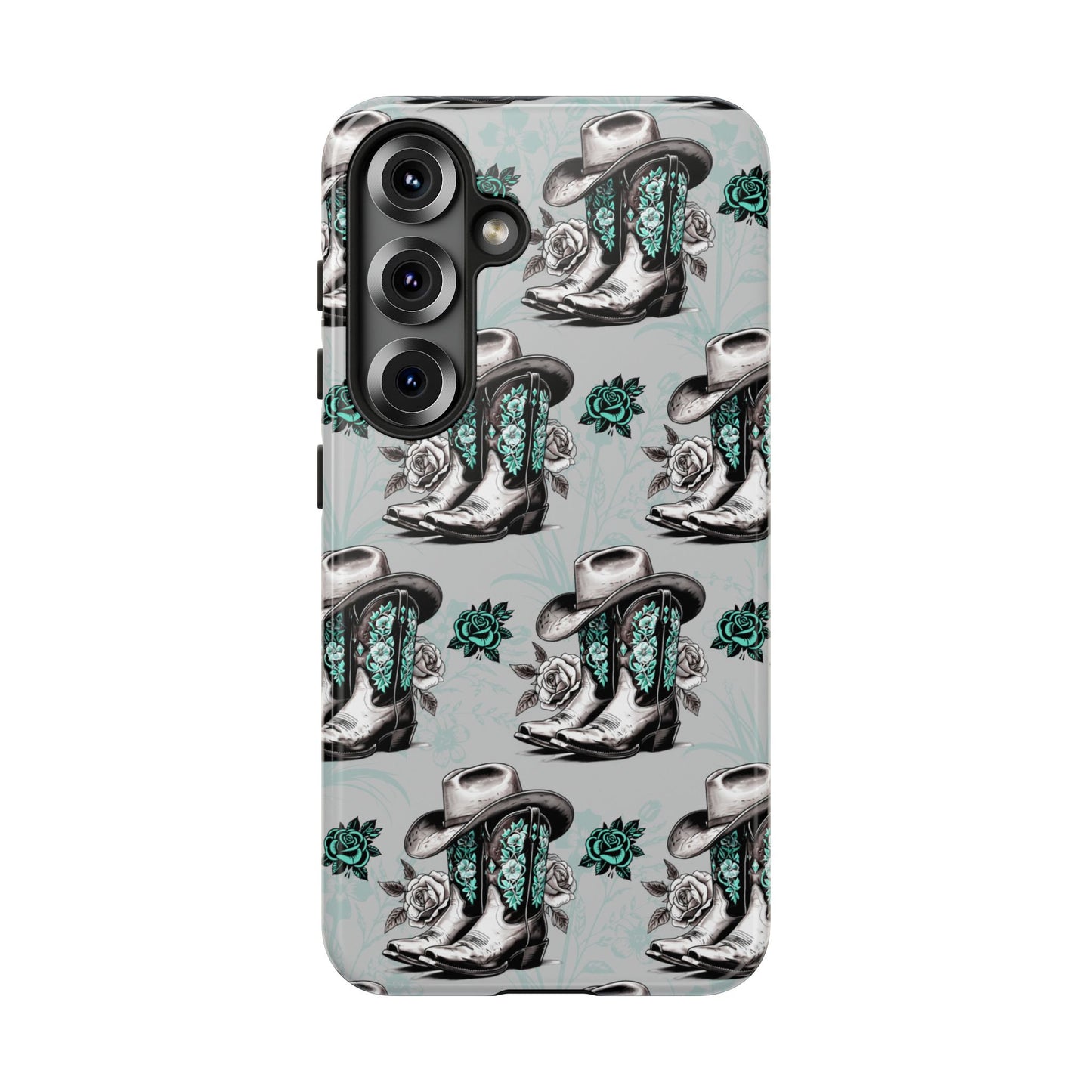 Teal Floral Boots Tough Case
