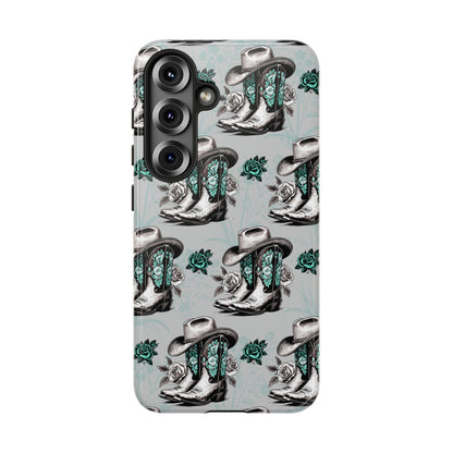 Teal Floral Boots Tough Case