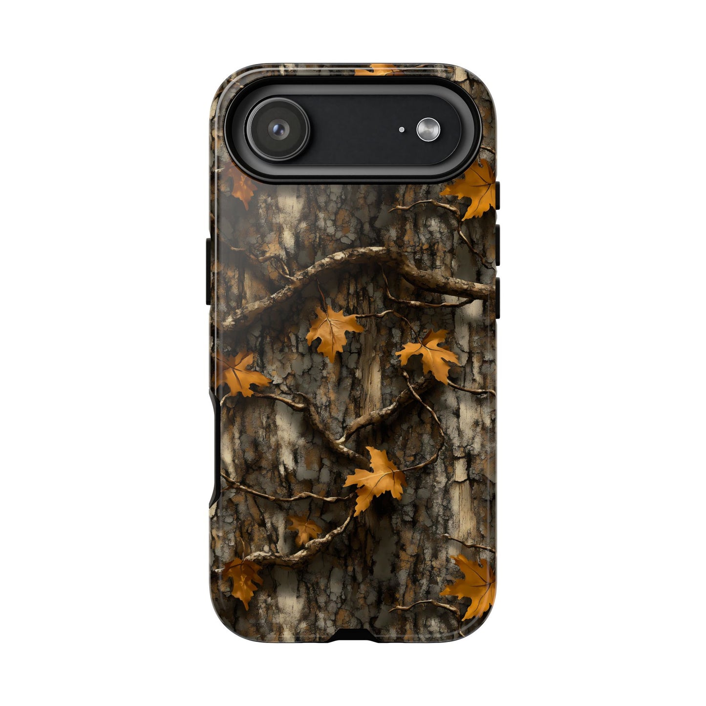 Orange Leaf Tree Camo Tough Phone Case