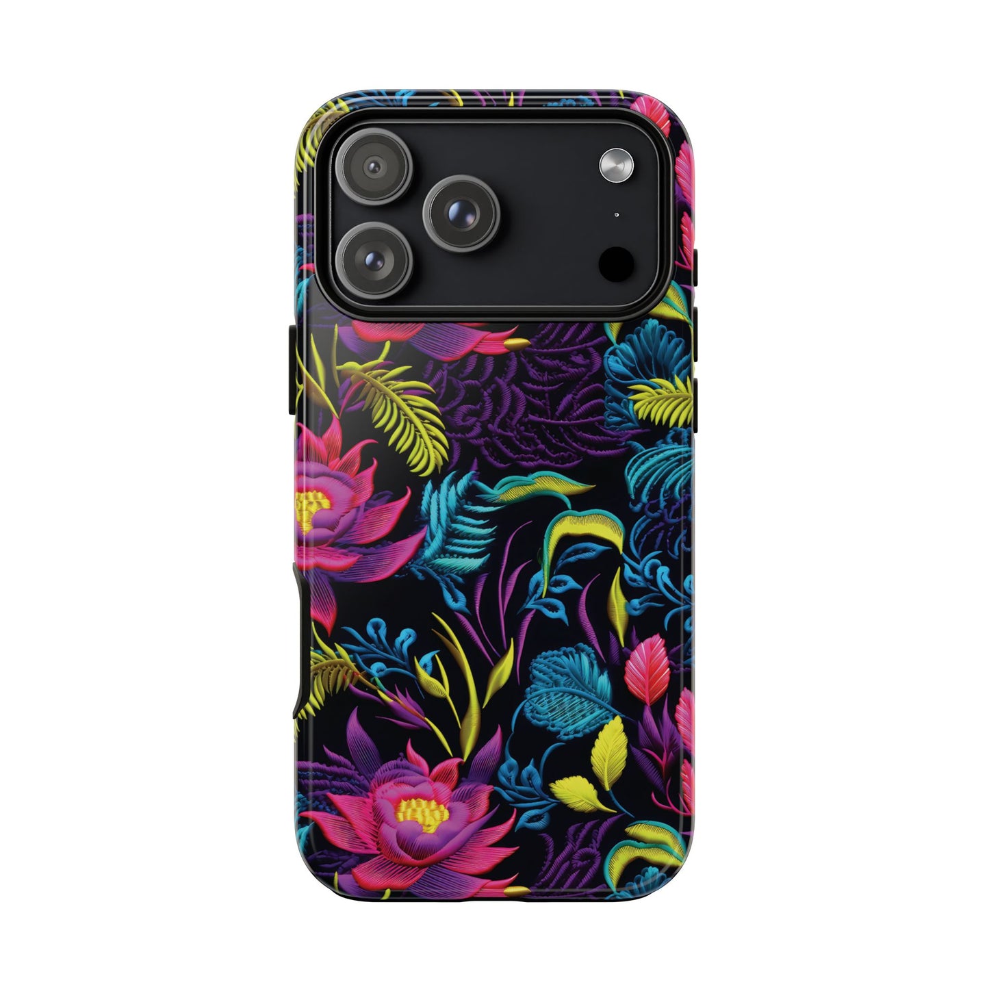 Neon Pink Flowers Tough Phone Case