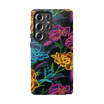 Neon Orange Flowers Phone Case