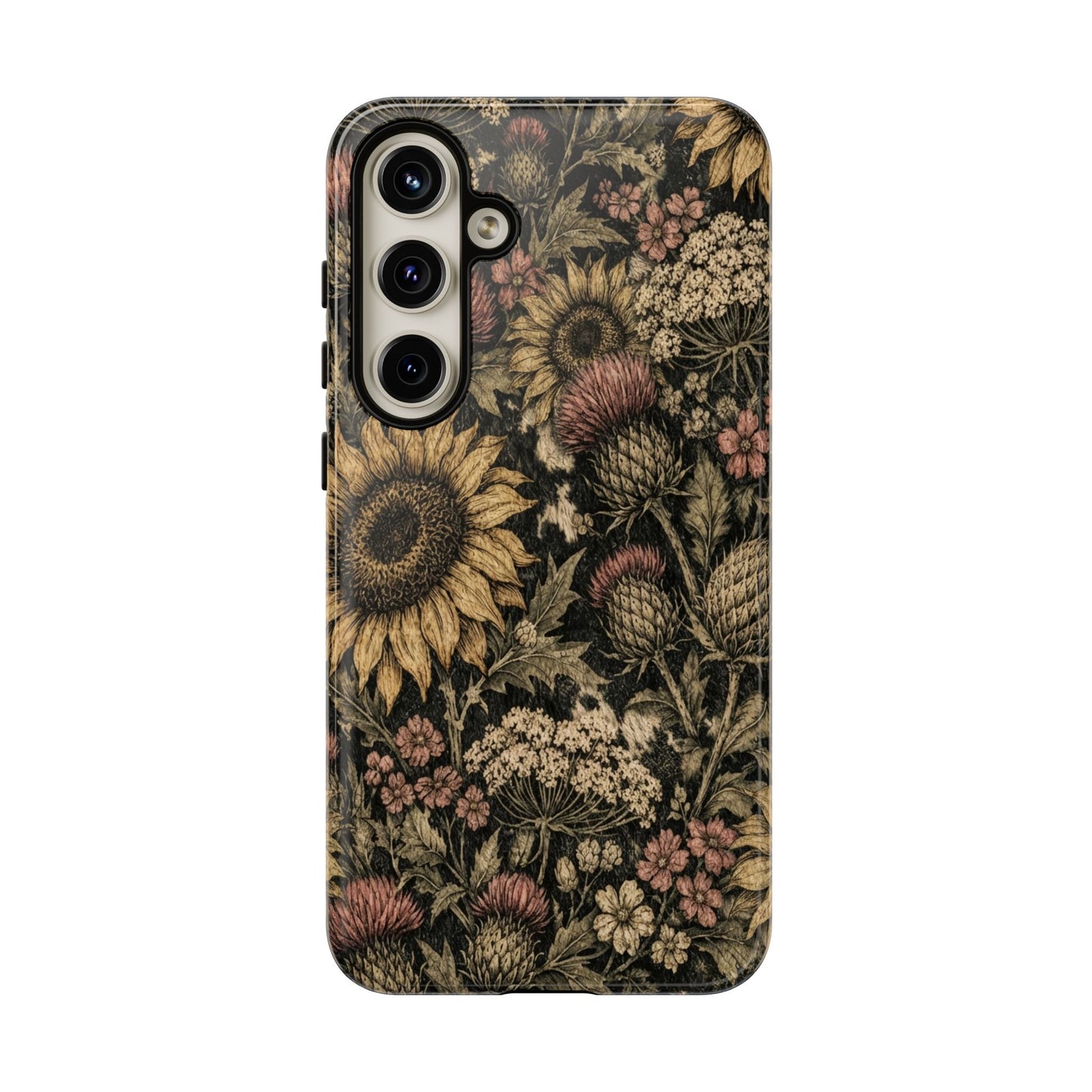 Cowhide Sunflower Thistles Tough Case