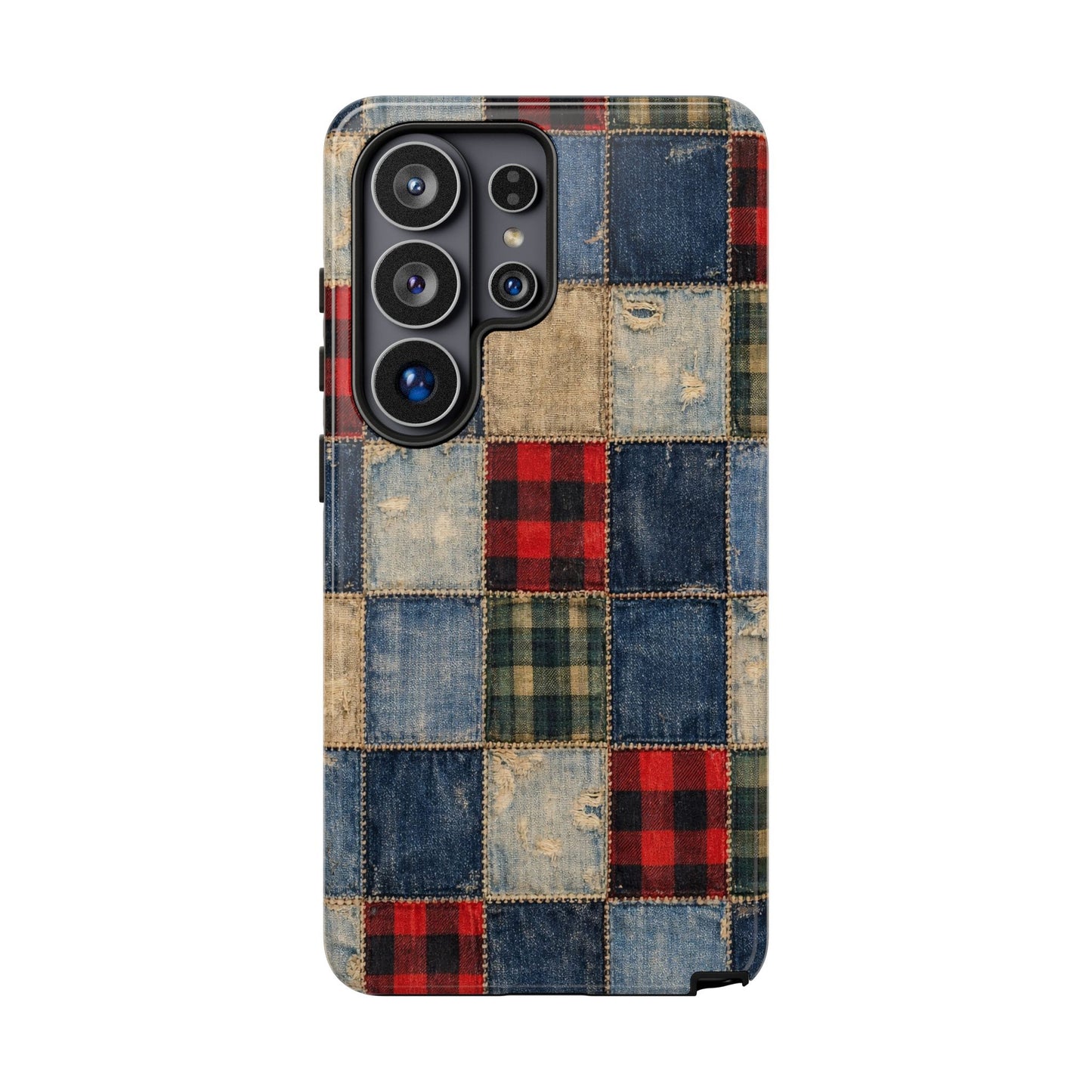 Denim Plaid Patchwork Tough Case