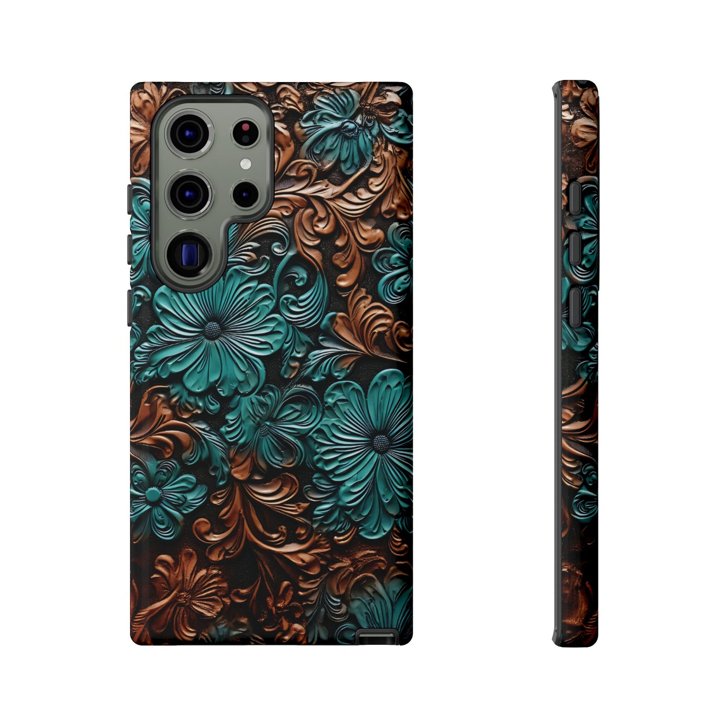 Faux Tooled Floral Tough Case
