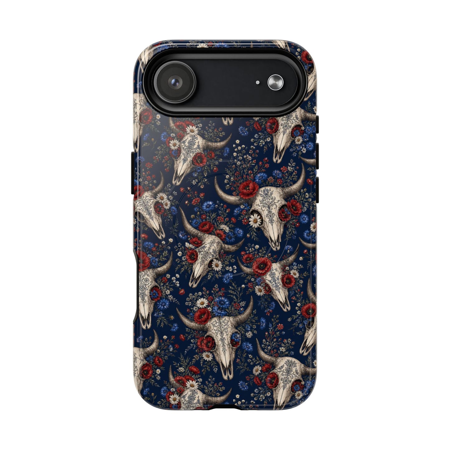 Patriotic Floral Skulls Magnetic Case