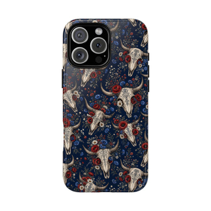 Patriotic Floral Skulls Tough Case