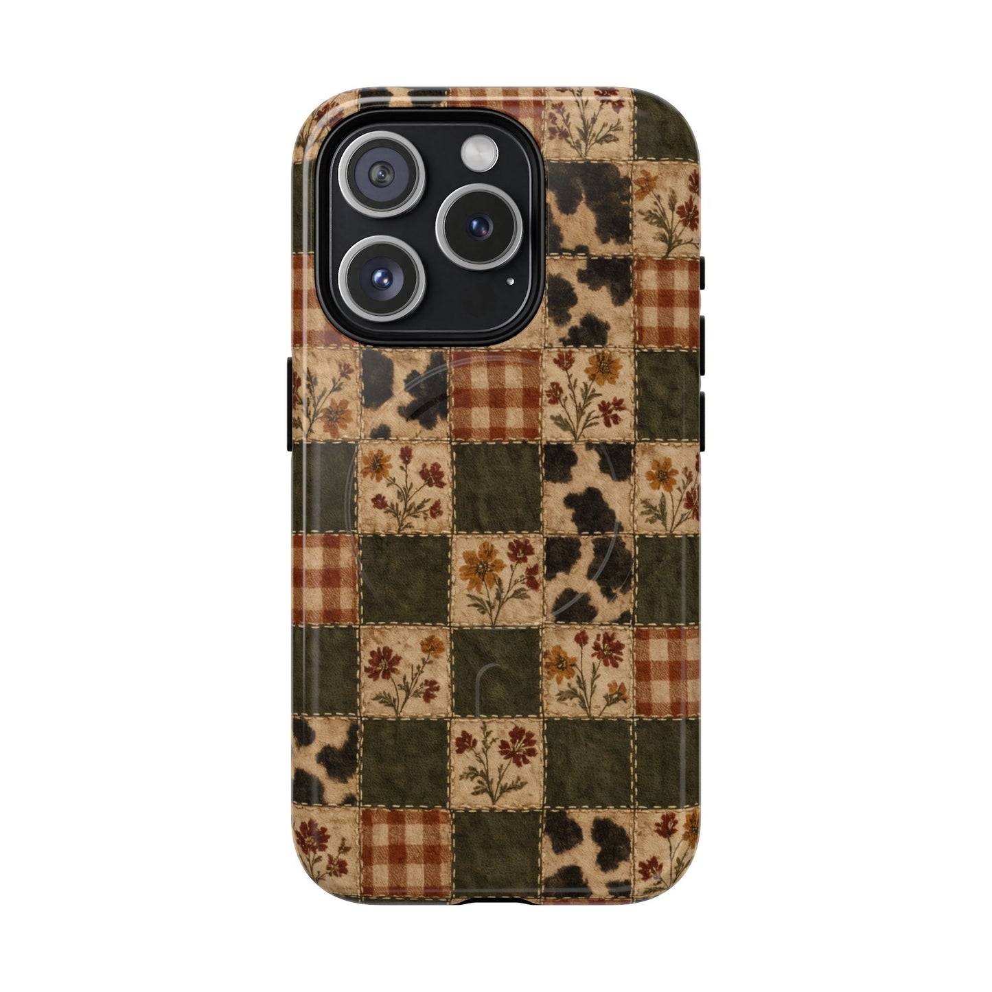 Autumn Plaid Patchwork Magnetic Case
