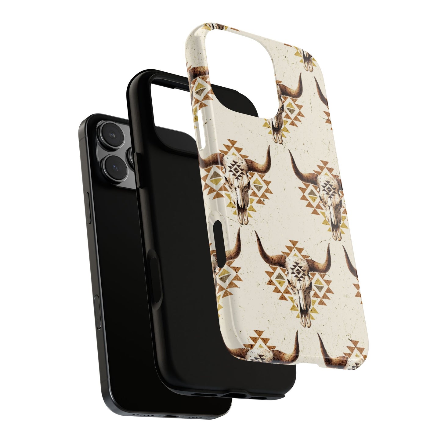 Cream Aztec Skull Tough Phone Case