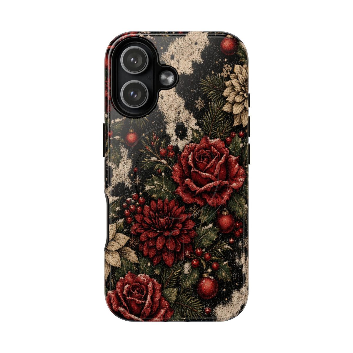 Cowhide Christmas Roses Magnetic Case