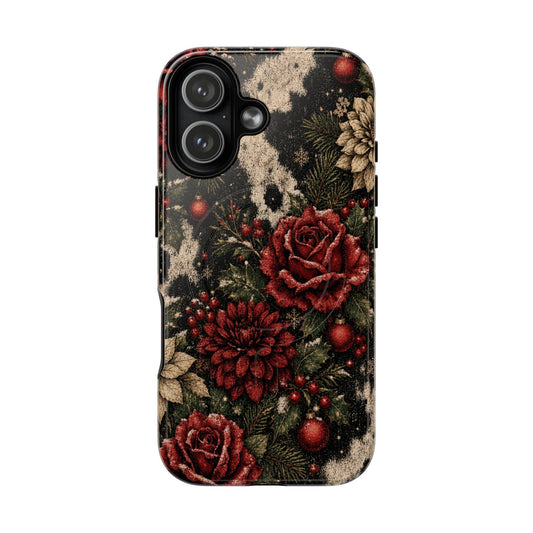 Cowhide Christmas Roses Magnetic Case