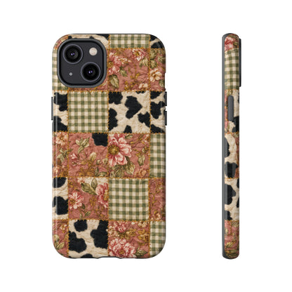 Cowhide Floral Quilt Tough Case