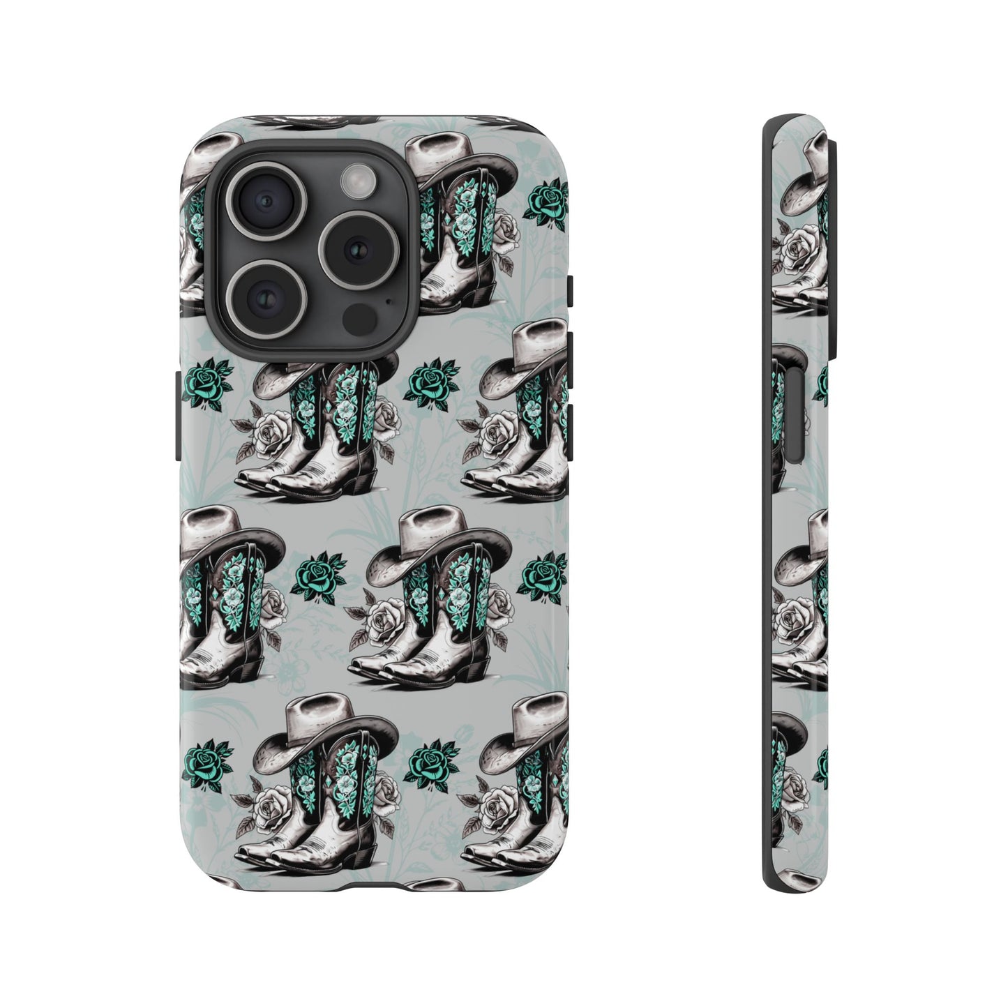 Teal Floral Boots Tough Case