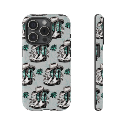 Teal Floral Boots Tough Case