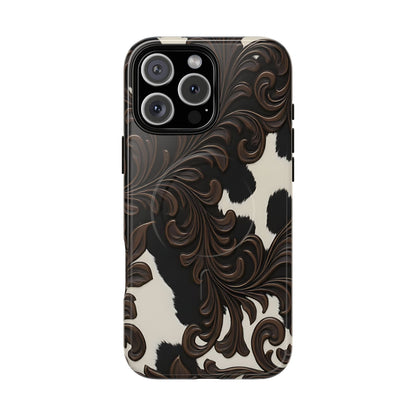 Faux Tooled Black Cowhide Magnetic Case