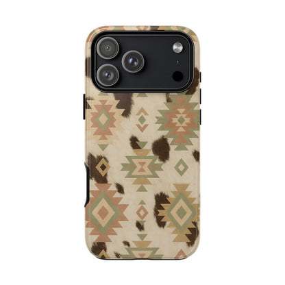 Neutral Aztec + Cowhide Tough Phone Case