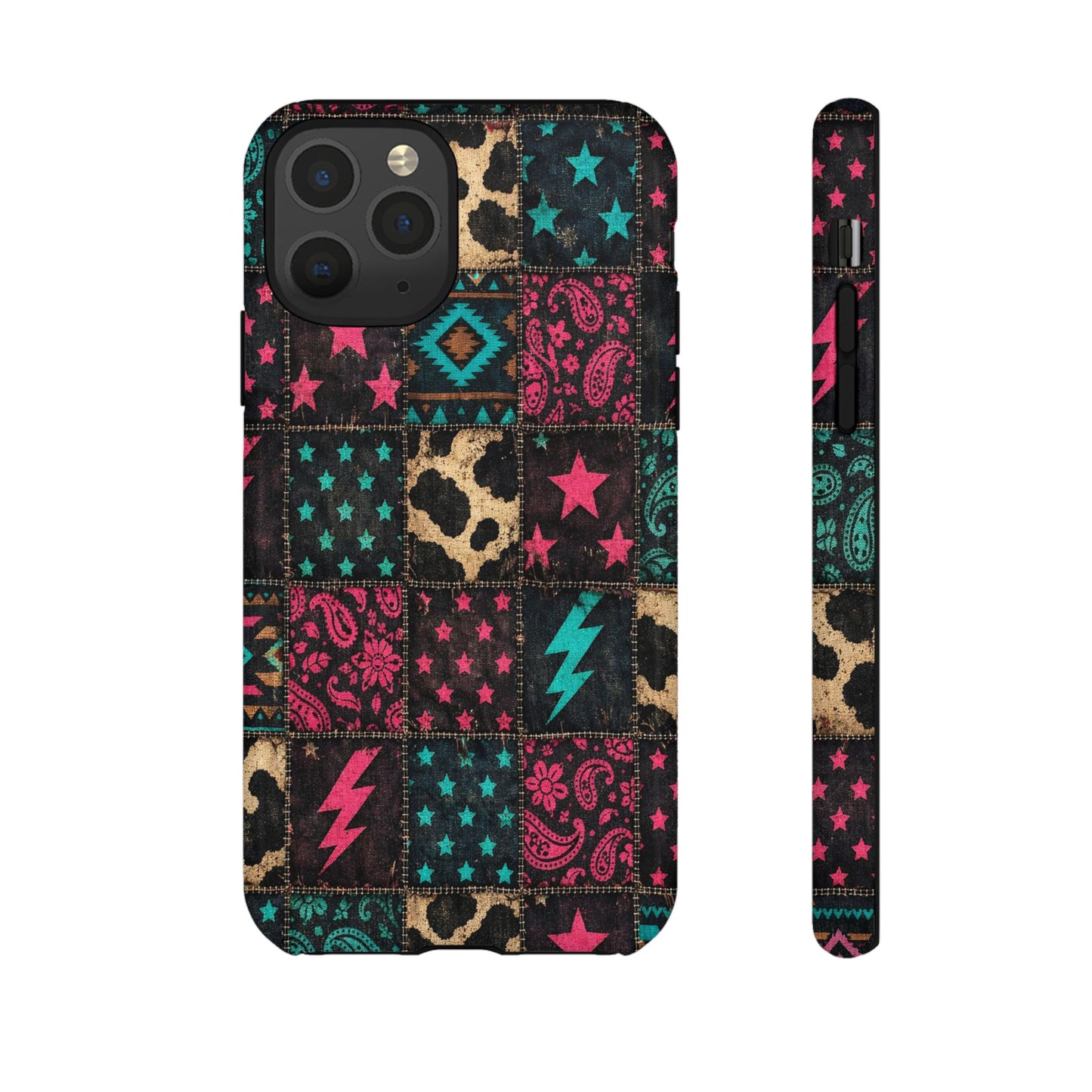 Neon Cowhide Patchwork Tough Case