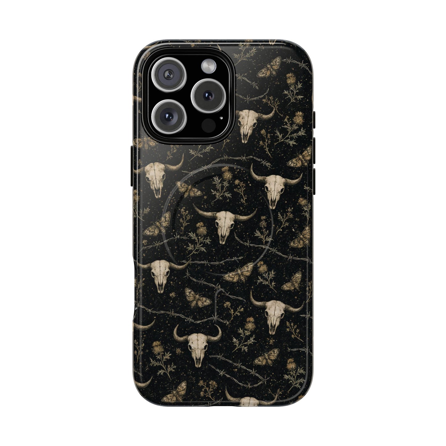 Bull Skull Barbwire Magnetic Case