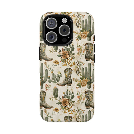 Sage Boots and Flowers Phone Case